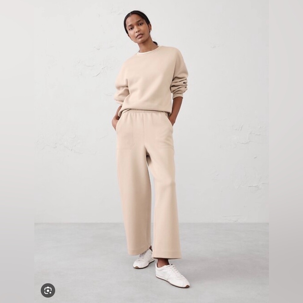 Banana Republic Factory Wide-Leg Knit Scuba Pants in Tan - Size M